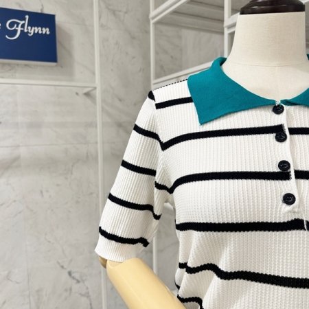 하트 스트라이프 니트