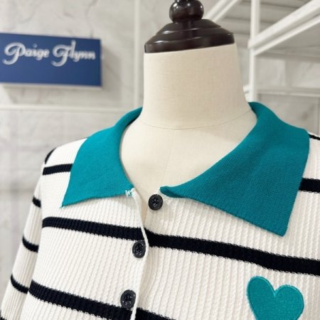 하트 스트라이프 니트