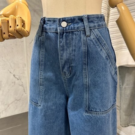 7부 데님 와이드 팬츠