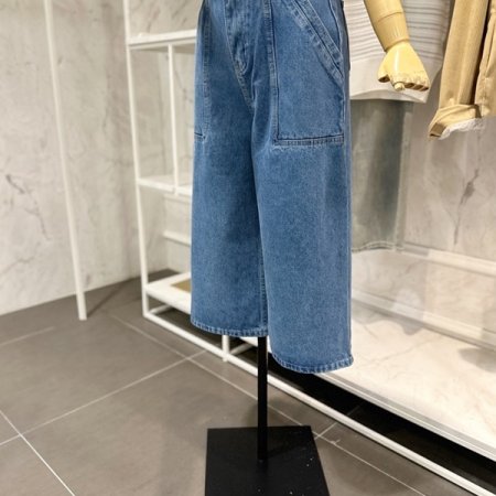 7부 데님 와이드 팬츠
