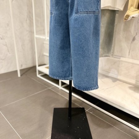 7부 데님 와이드 팬츠