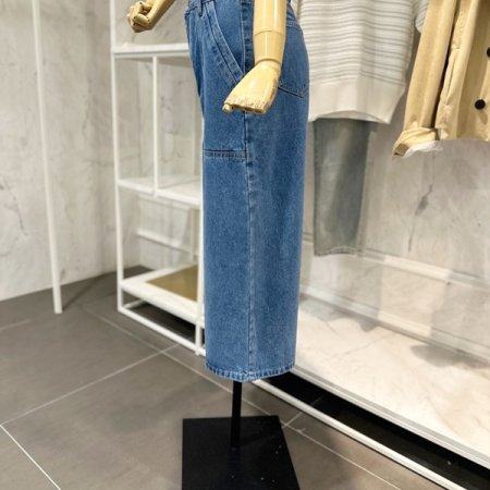 7부 데님 와이드 팬츠