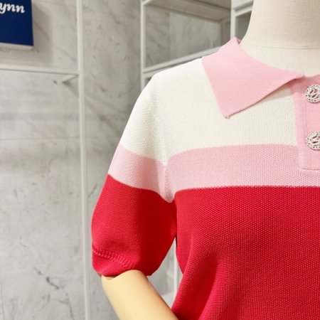 투버튼 카라 니트