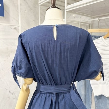 소매끈 밴딩 에이라인 원피스