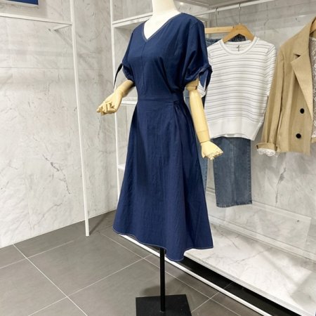 소매끈 밴딩 에이라인 원피스