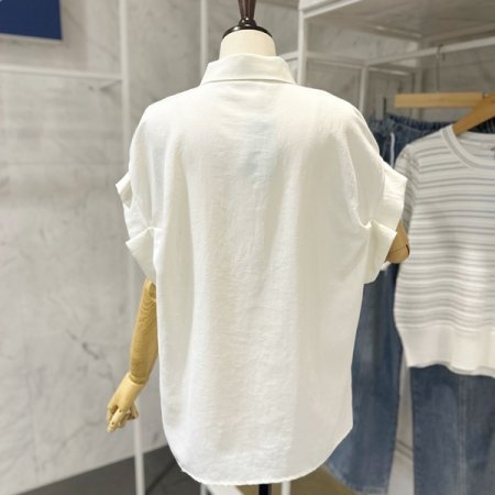 캡소매 핀턱 블라우스