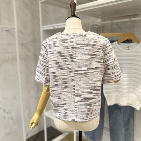 노카라 반팔 트위드자켓