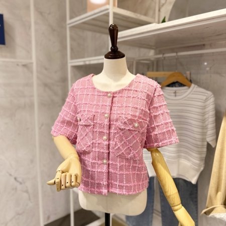 포켓 컬러 트위드 자켓