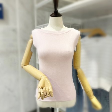 보트넥 민소매 니트