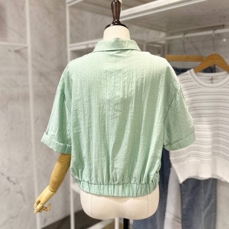 밑단 밴딩 카라 셔츠