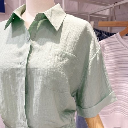 밑단 밴딩 카라 셔츠