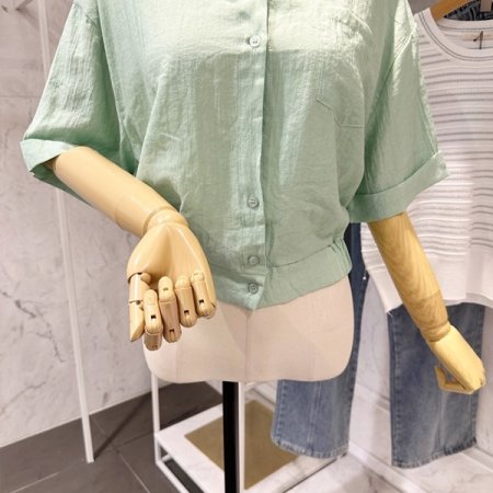 밑단 밴딩 카라 셔츠