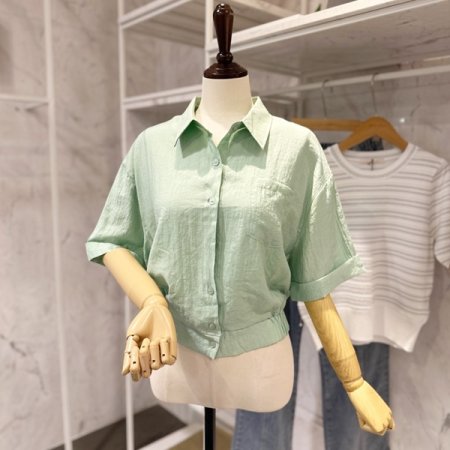 밑단 밴딩 카라 셔츠