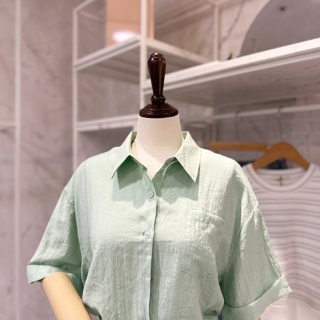 밑단 밴딩 카라 셔츠