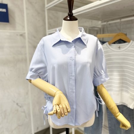 양 옆 셔링 블라우스