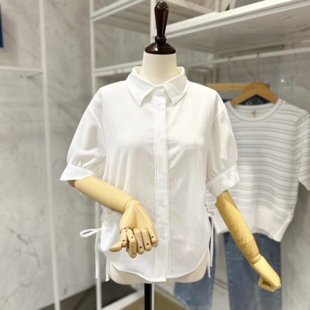 양 옆 셔링 블라우스