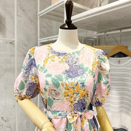 핑크 로즈 벨티드 원피스