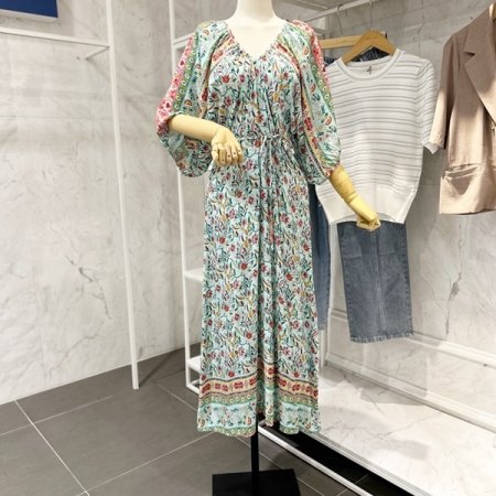 양 브이 롱 원피스