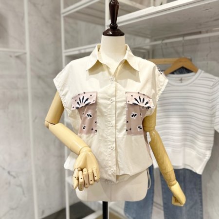 뒷 문양 스트링 셔츠