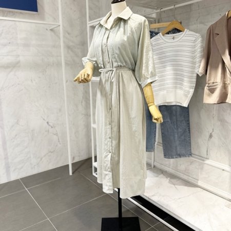 케이프 스트링 롱 원피스