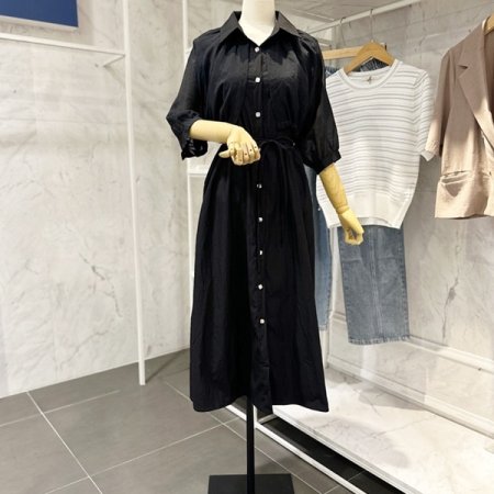 케이프 스트링 롱 원피스