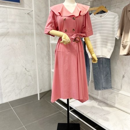 더블카라 벨티드 원피스