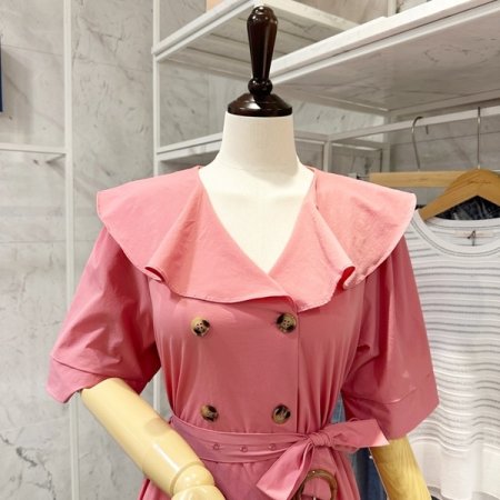 더블카라 벨티드 원피스