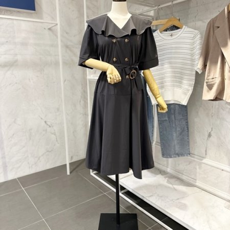 더블카라 벨티드 원피스