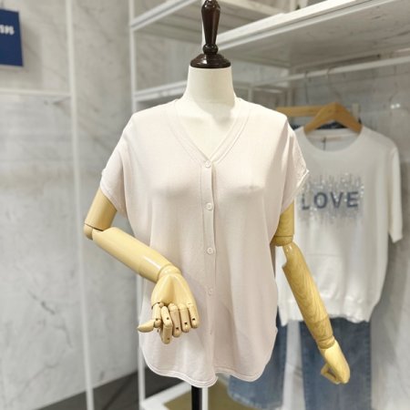 캡소매 브이넥 가디건