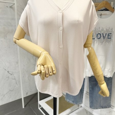 캡소매 브이넥 가디건