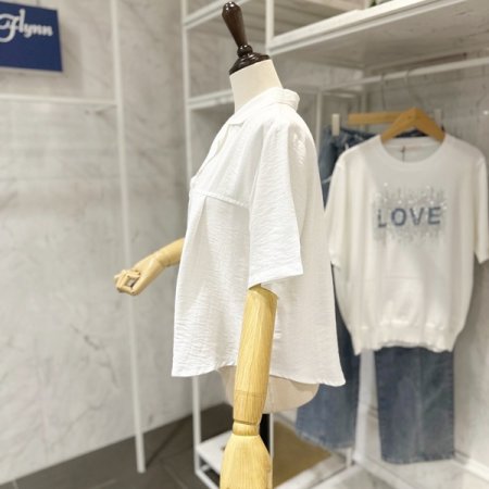 카라 핀턱 블라우스