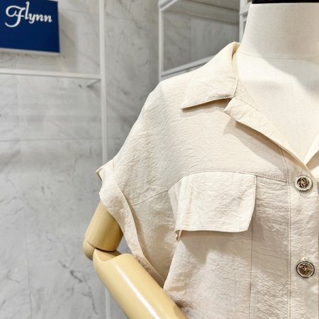 카라 롤업 스트링 블라우스