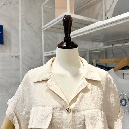 카라 롤업 스트링 블라우스