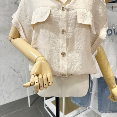 카라 롤업 스트링 블라우스