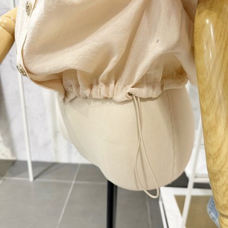 카라 롤업 스트링 블라우스