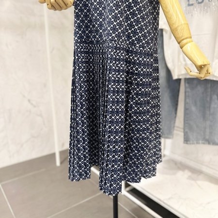 플리츠 패턴 반팔 원피스