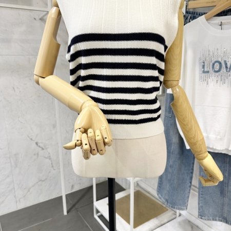 스트라이프 민소매 니트