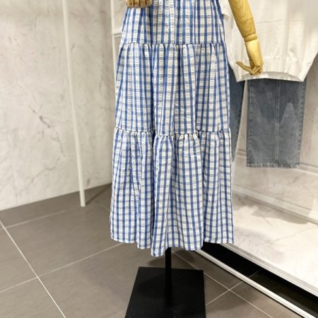 체크 밴딩 스커트