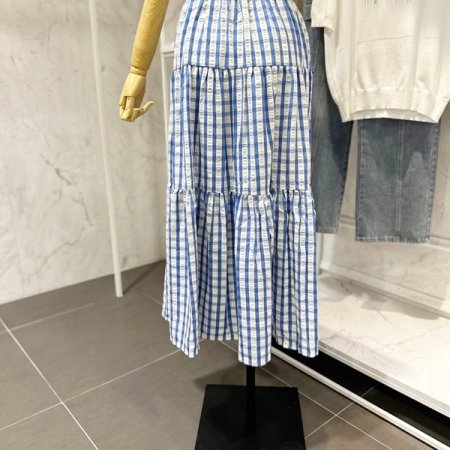 체크 밴딩 스커트