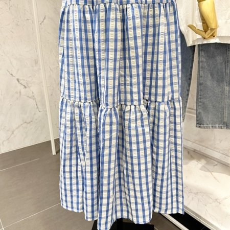 체크 밴딩 스커트