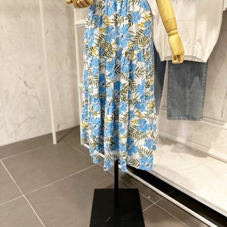 열대 꽃 밴딩 스커트