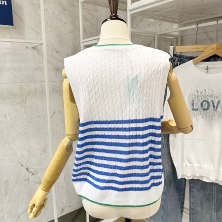 꽈배기 줄무늬 민소매 니트