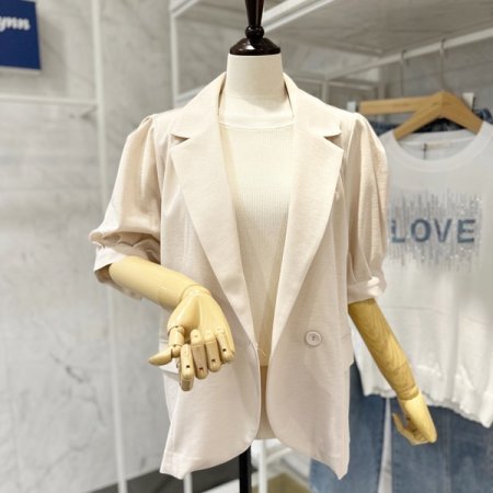 어깨 퍼프 카라 자켓