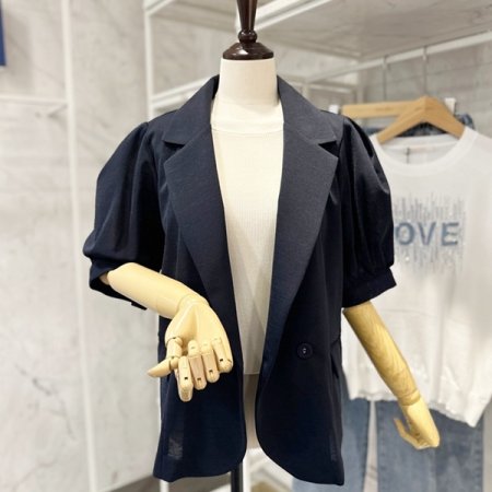 어깨 퍼프 카라 자켓