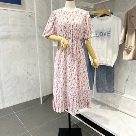 밑단 플리츠 플라워 원피스