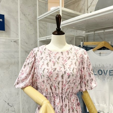 밑단 플리츠 플라워 원피스