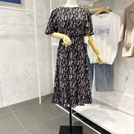 밑단 플리츠 플라워 원피스