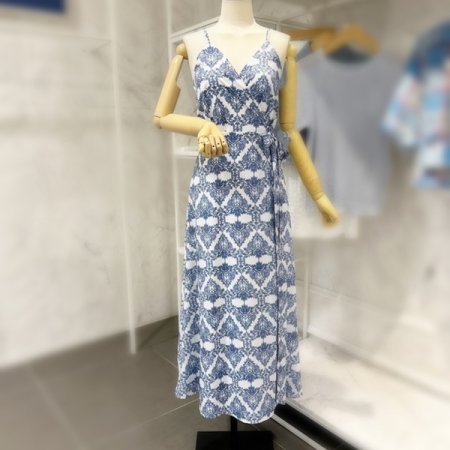 패턴 끈 랩 원피스