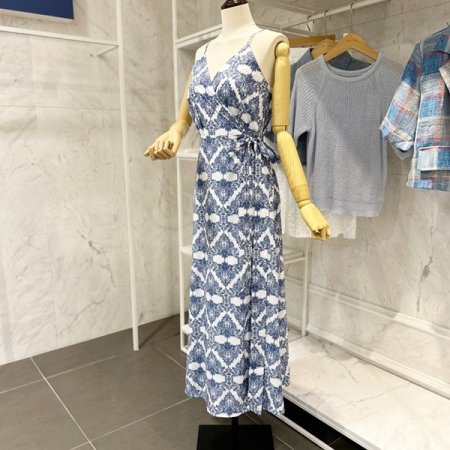 패턴 끈 랩 원피스