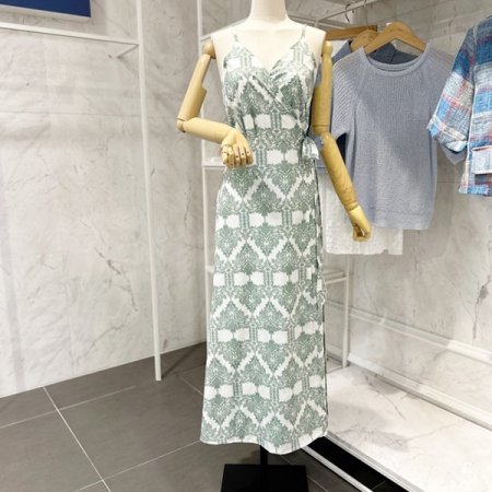 패턴 끈 랩 원피스